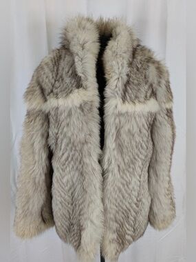 Vintage Genuine Fox Fur Coat Jacket Silver White Fox Fur Made in Greece Size M-L